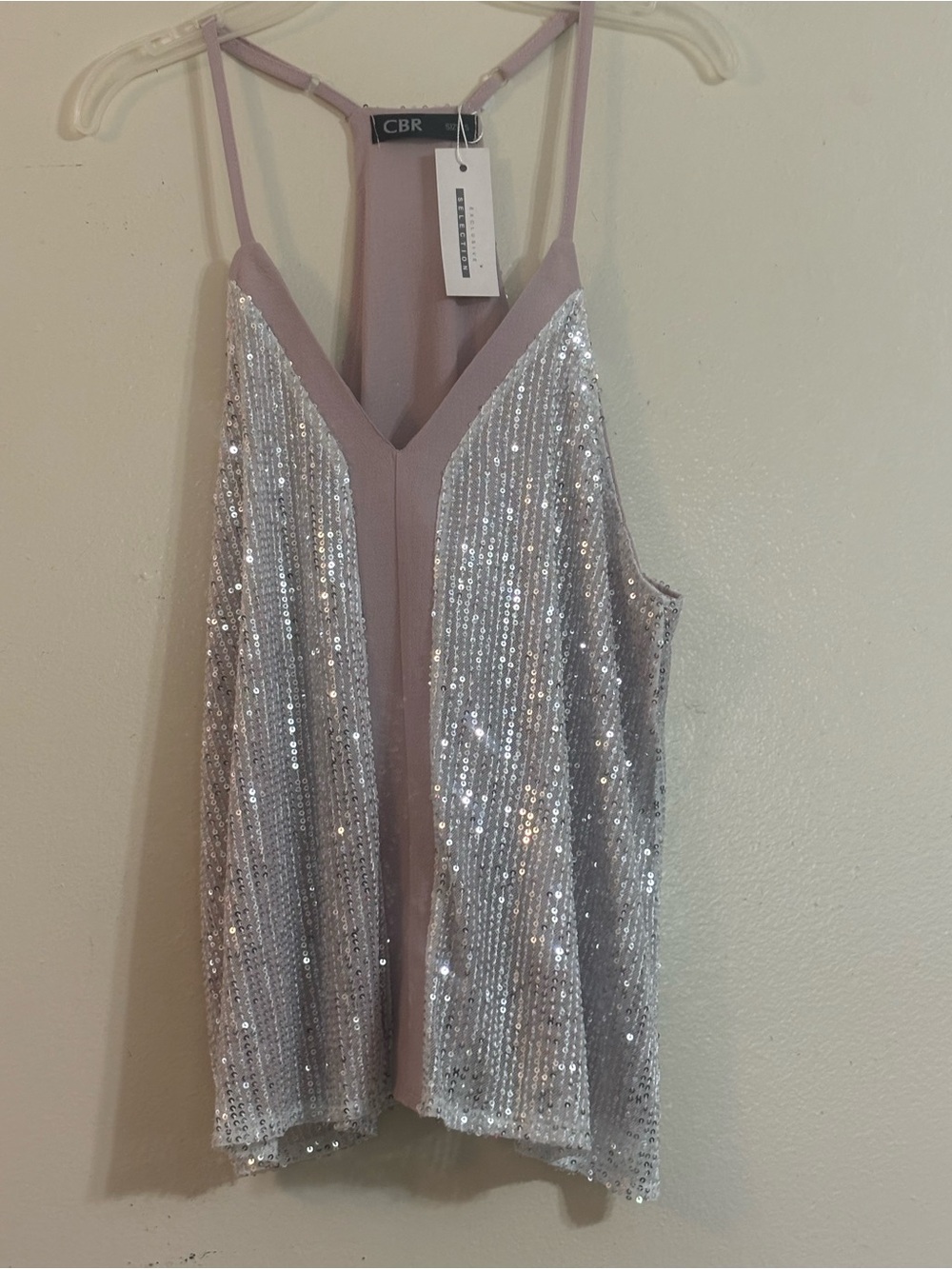 CBR Silver Sequin & Light Mauve Tank Top